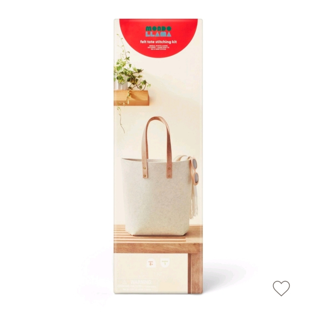 New! Mondo Llama Sew your own felt tote craft stitching kit Cream Tote Bag